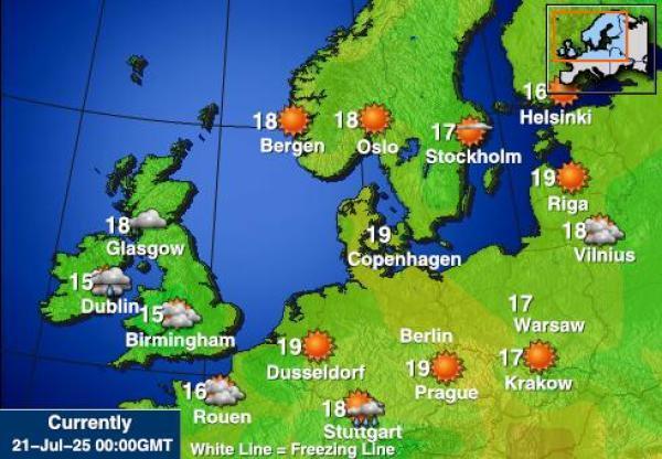 Belgia Prognoza pogody temperaturę na mapie
