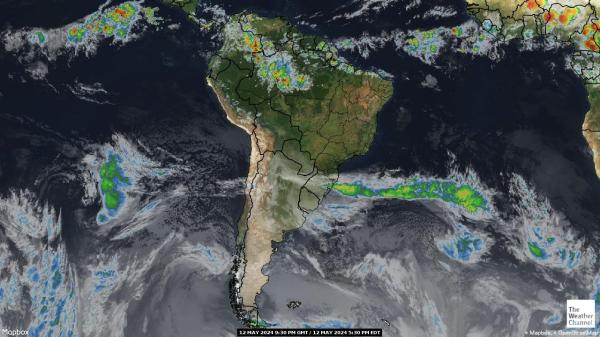 América do Sul Mapa de satélite Tempo 