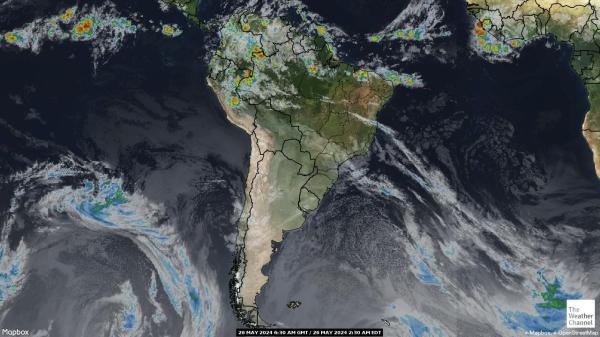 דרום אמריקה מזג מפה מקוונת 