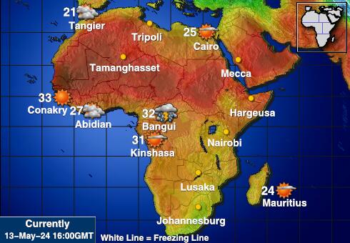 Afryka Prognoza pogody temperaturę na mapie 