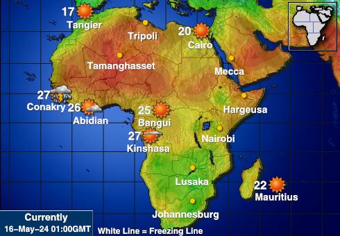 Afrika Időjárás hőmérsékleti térkép 