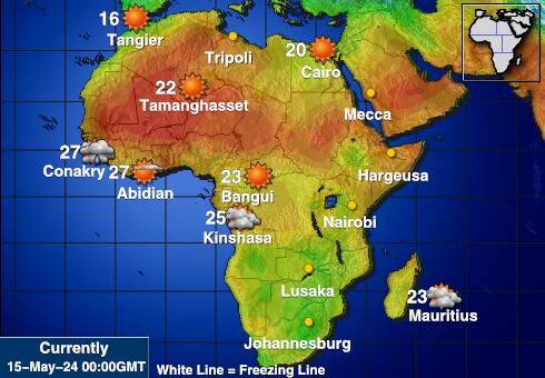 Afryka Prognoza pogody temperaturę na mapie 