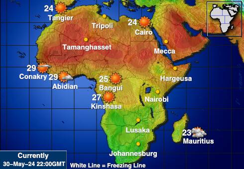 Afrikka Sääennuste lämpötila kartalla 