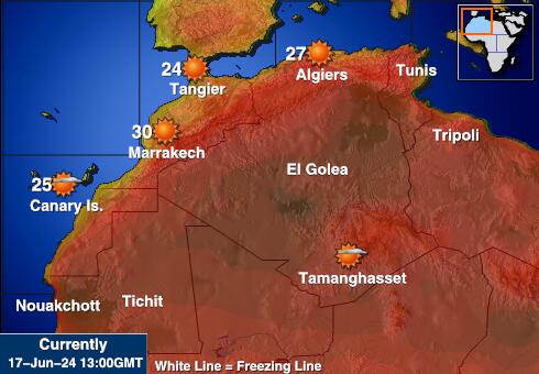 Algerie Værmelding Temperatur kart 