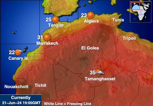 Algeria Předpověď počasí Teplota Mapa 