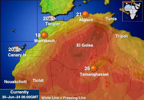 Algeria Předpověď počasí Teplota Mapa 