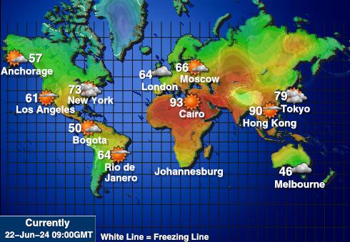 American Samoa Předpověď počasí Teplota Mapa 