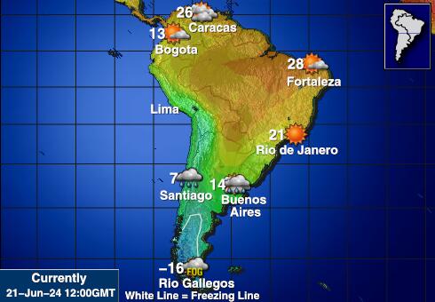 Argentina Předpověď počasí Teplota Mapa 