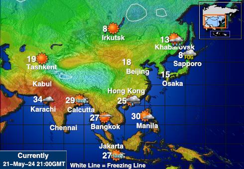 Azië Weersverwachting Temperatuur Kaart 