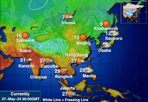 Asien Wettervorhersage Temperaturkarte 