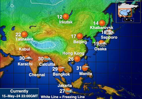 آسيا توقعات الطقس درجة الحرارة خريطة 