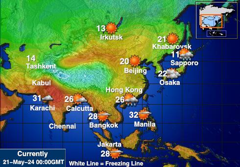 Asia Previsioni meteo temperatura mappa 