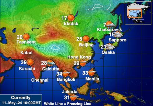 Asia Mapa del tiempo la temperatura de previsión 