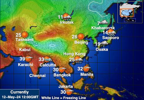 Ásia Tempo mapa temperatura previsão 
