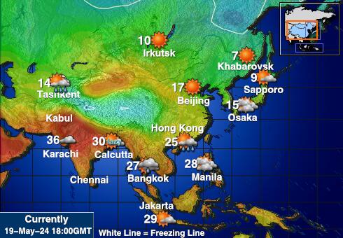 Asia Værmelding Temperatur kart 