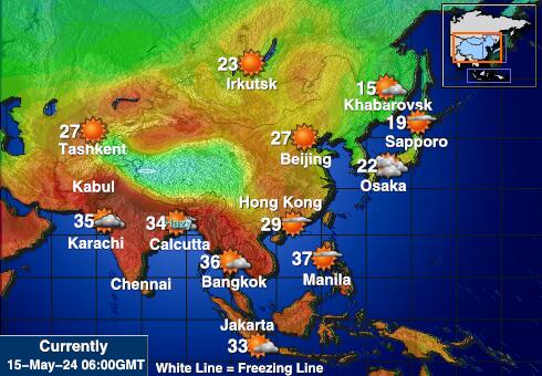 Ásia Tempo mapa temperatura previsão 