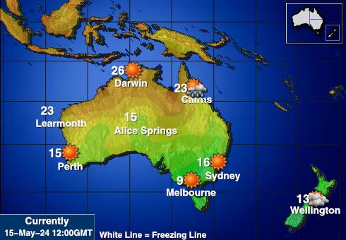 Ausztrália Időjárás hőmérsékleti térkép 