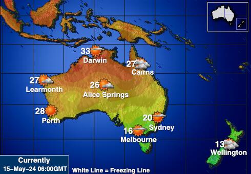 Australia Mapa del tiempo la temperatura de previsión 