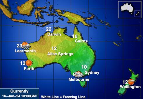 Australia Prognoza pogody temperaturę na mapie 