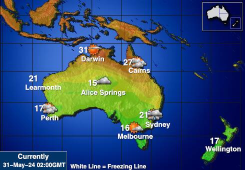 Australia Sääennuste lämpötila kartalla 