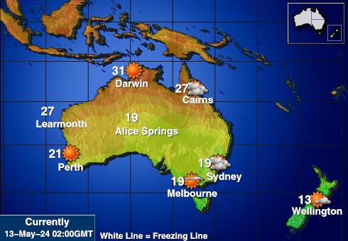 Ausztrália Időjárás hőmérsékleti térkép 