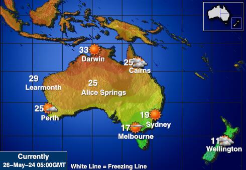 オーストラリア 天気予報温度マップ 