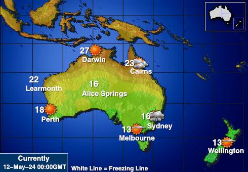 أستراليا توقعات الطقس درجة الحرارة خريطة 
