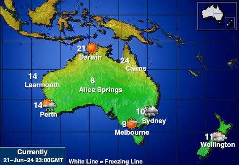 Australia Předpověď počasí Teplota Mapa 