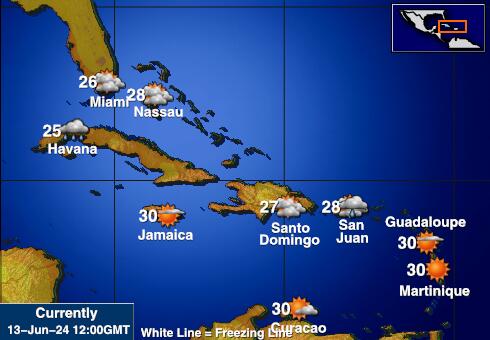 Bahamas Værmelding Temperatur kart 