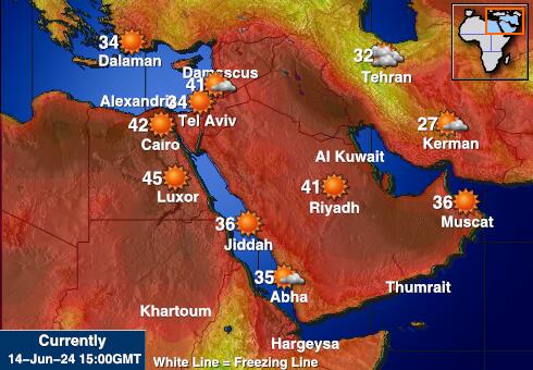 Bahrain Værmelding Temperatur kart 