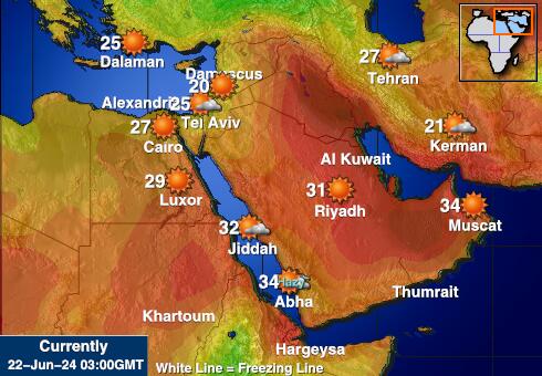 Bahrain Předpověď počasí Teplota Mapa 