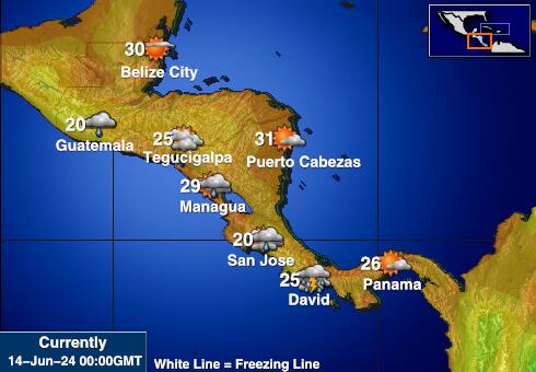 Belize Værmelding Temperatur kart 