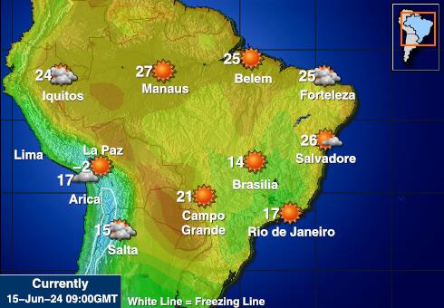 Bolivia Værmelding Temperatur kart 