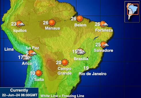 Brazil Předpověď počasí Teplota Mapa 