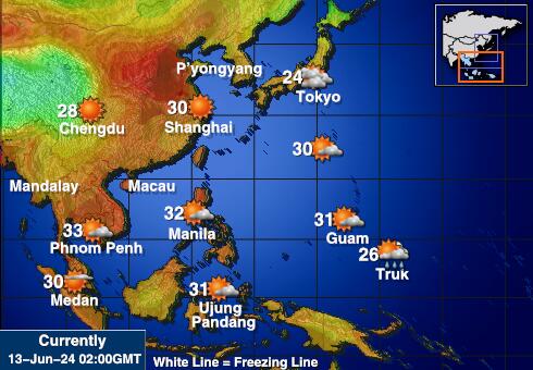 Brunei Værmelding Temperatur kart 