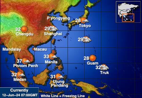 Kambodsja Værmelding Temperatur kart 