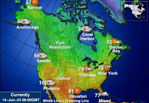 Canada Værmelding Temperatur kart 