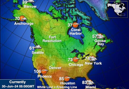 Canada Předpověď počasí Teplota Mapa 