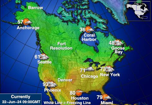 Canada Předpověď počasí Teplota Mapa 