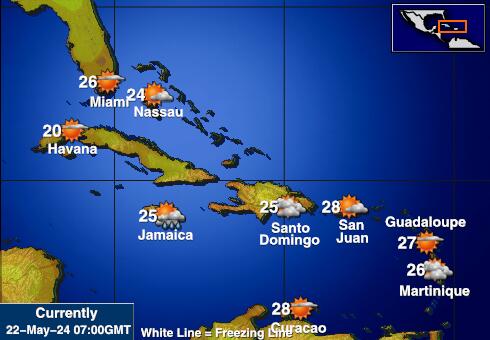 Caraibico Previsioni meteo temperatura mappa 