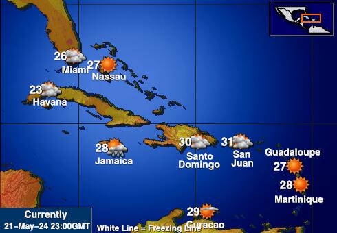 Caraïbes Météo carte des températures de prévision 