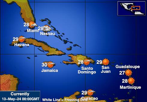 منطقة البحر الكاريبي توقعات الطقس درجة الحرارة خريطة 