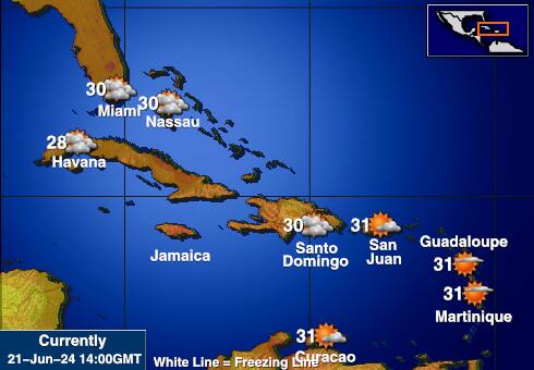 Cayman Islands Předpověď počasí Teplota Mapa 
