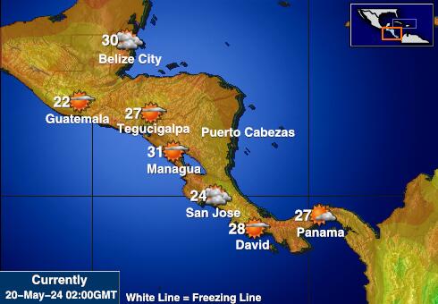 Sentral-Amerika Værmelding Temperatur kart 