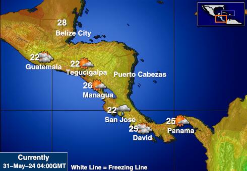 Central America Předpověď počasí Teplota Mapa 