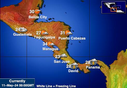 Centroamérica Mapa del tiempo la temperatura de previsión 