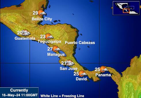 América Central Tempo mapa temperatura previsão 