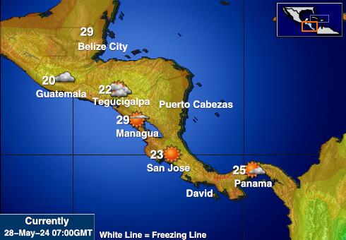 Mittelamerika Wettervorhersage Temperaturkarte 