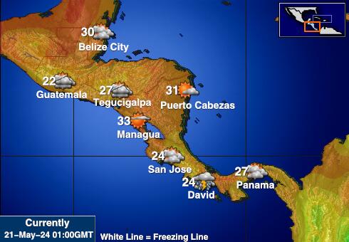 Centraal Amerika Weersverwachting Temperatuur Kaart 