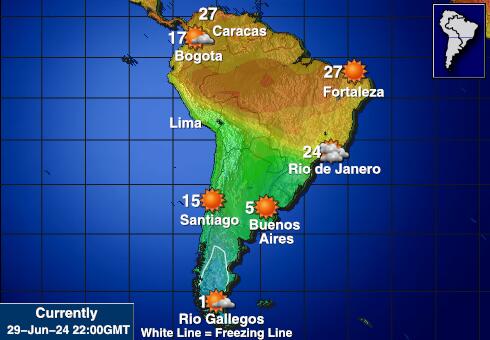 Chile Předpověď počasí Teplota Mapa 